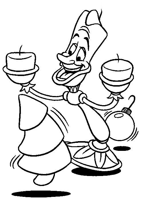 coloriage la belle et la bete le chandelier